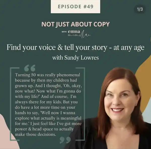 Sandy on the - Not Just about Copy with Emma Podcast